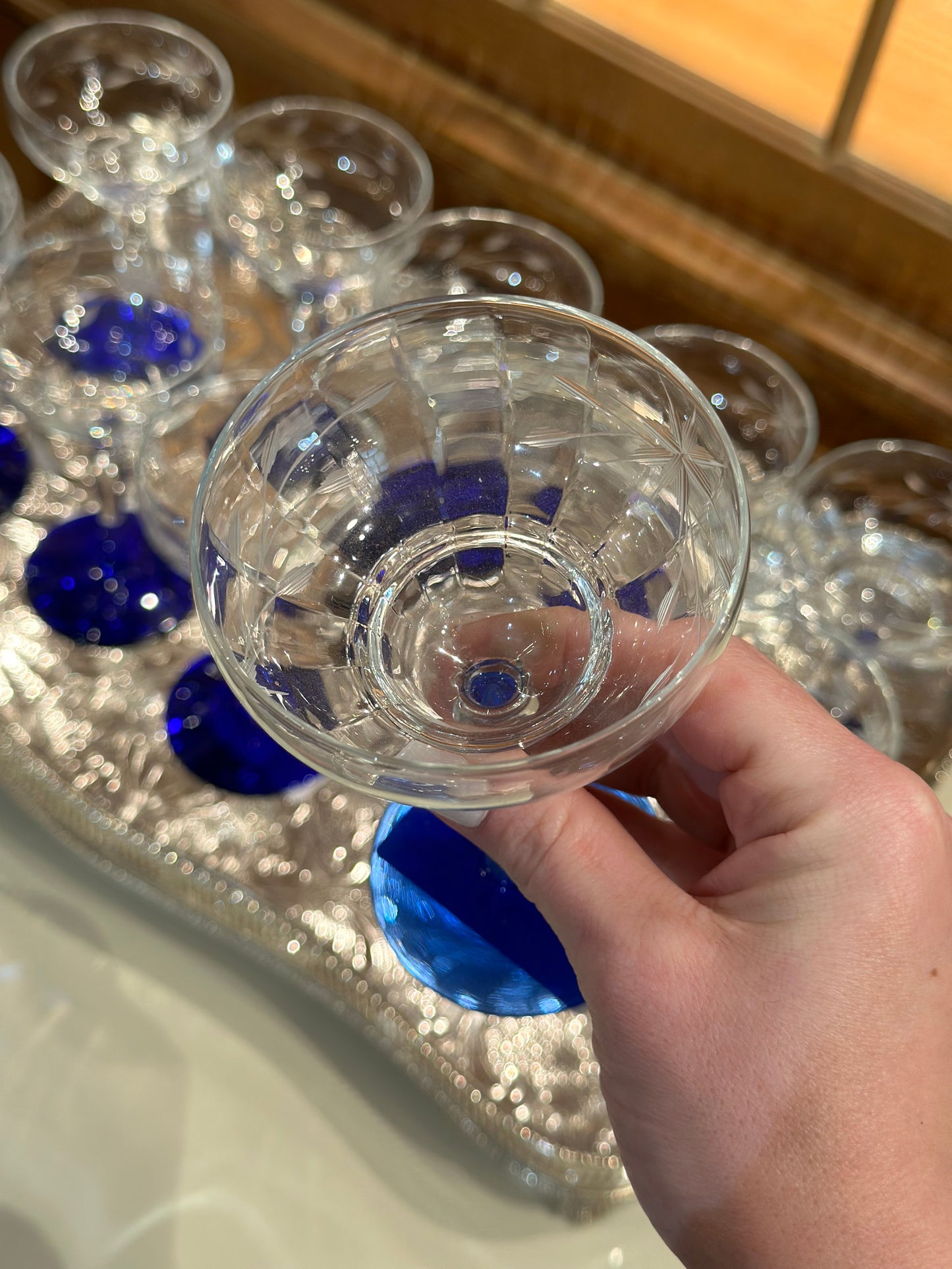 1930’s Weston Louie Set (10) Cobalt Blue Crystal Glasses - Pristine!