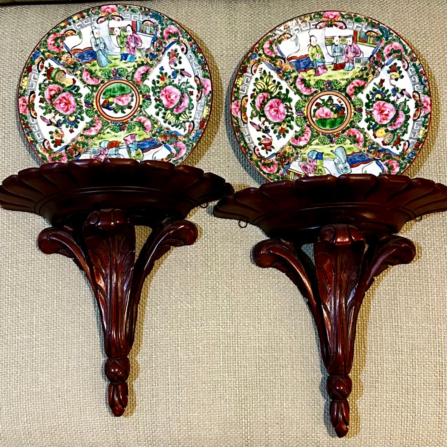 Beautiful Pair of vintage wood wall sconces