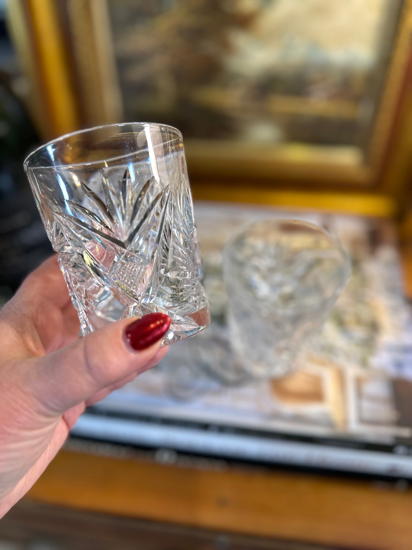 PRISTINE! Gorgeous Heavy Cut Crystal Pair of Double Old Fashioned Whisky Tumblers, 3.75"