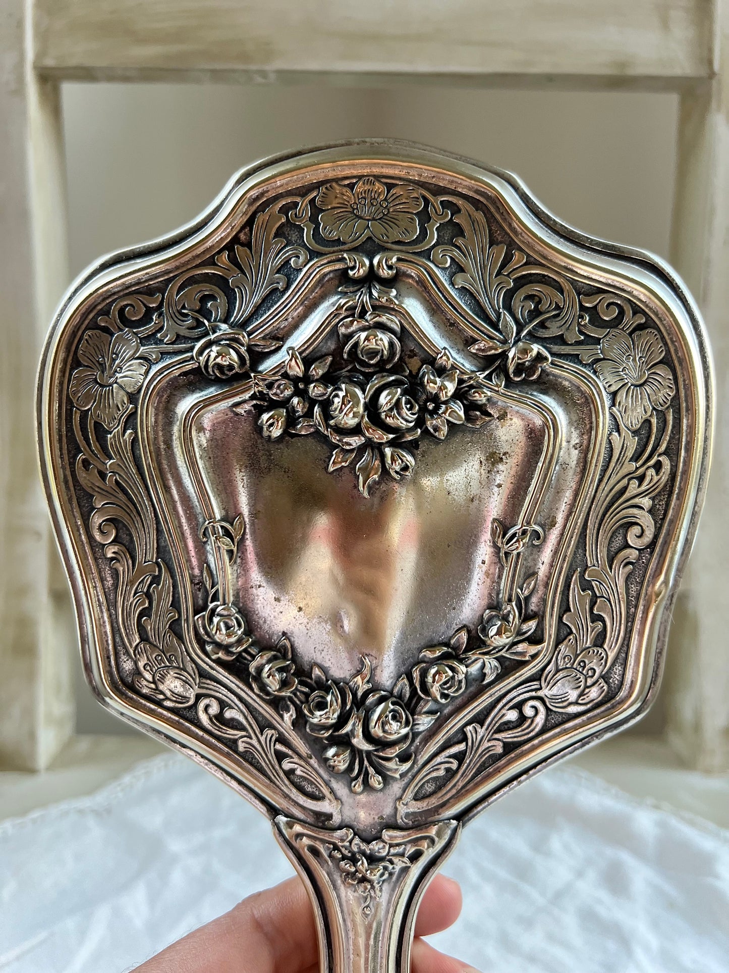 Beautiful Antique Art Nouveau Hand Mirror