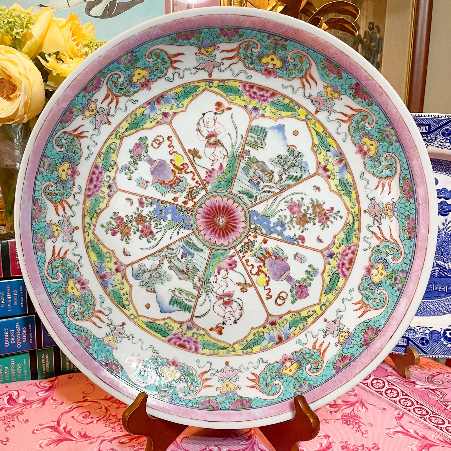 Famille Rose Hand Painted Decorative Charger 13.25”