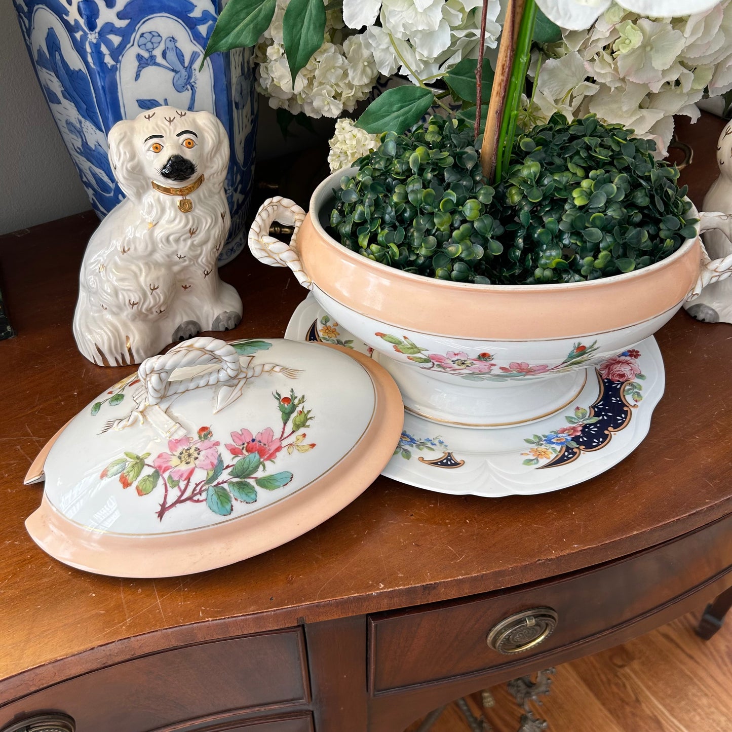 Gorgeous French Haviland Limoges Gilded floral rope & anchor Tureen planter