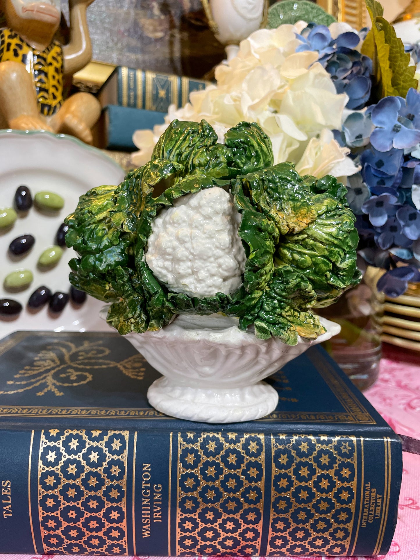 Italian Ceramic Cauliflower Topiary