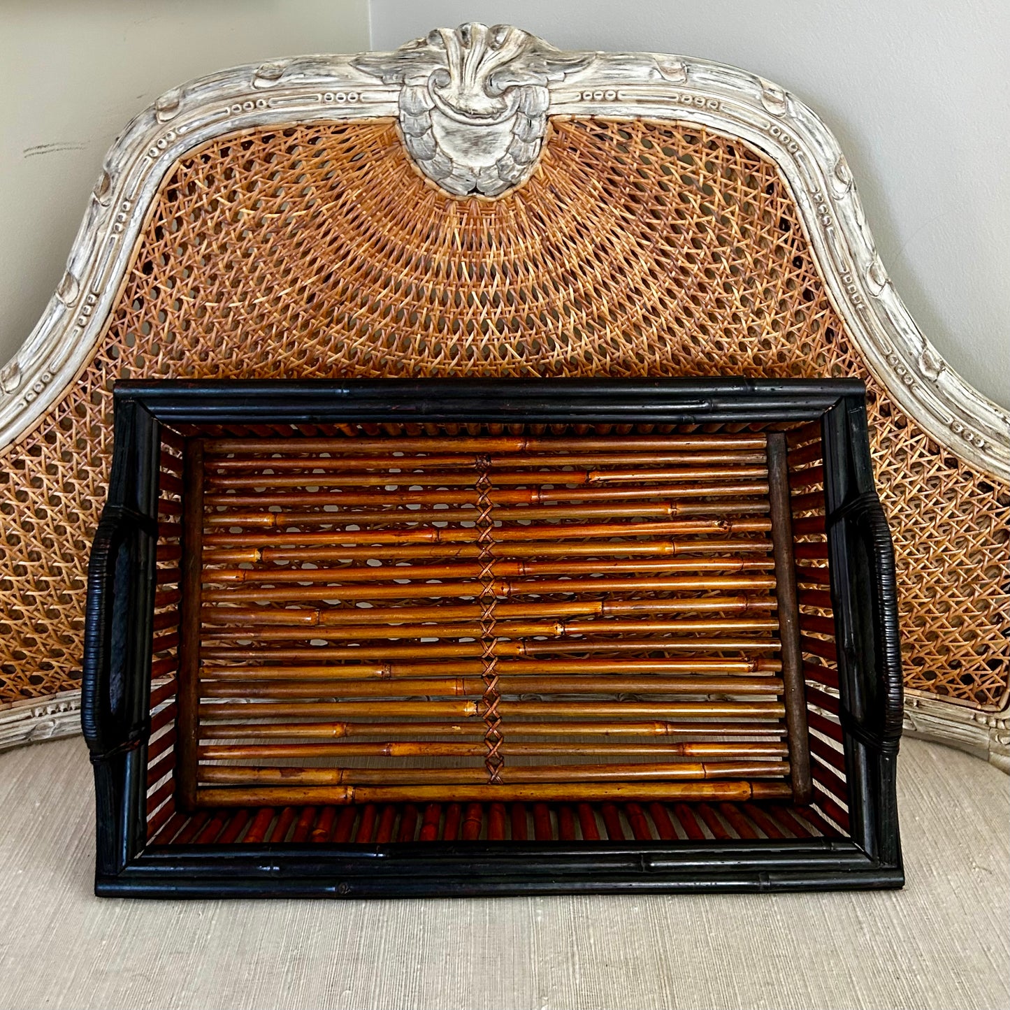 Chic Boho rattan coffee table tray platter