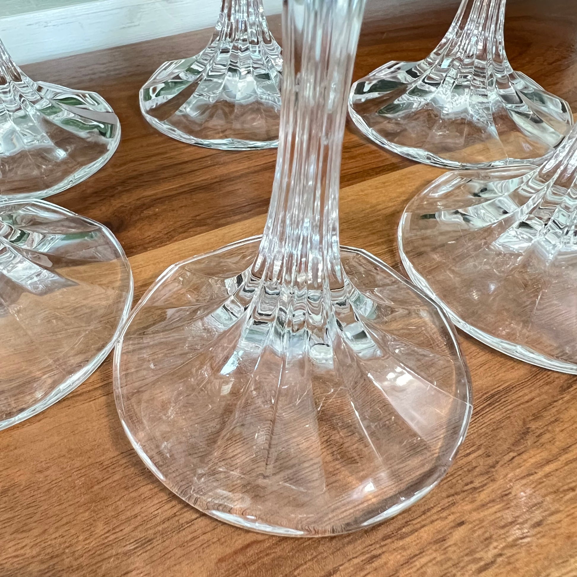Set of 4 crystal water goblet stemware by designer Shannon Crystal