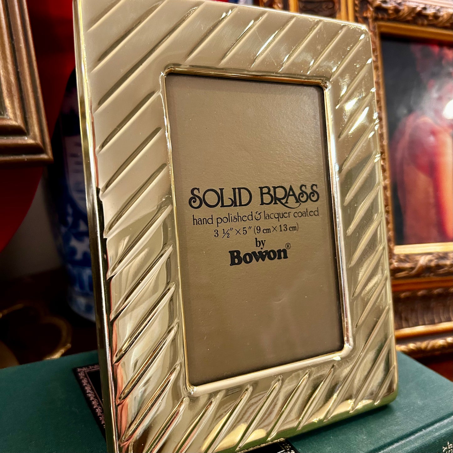 Vintage shiny lacquered brass photo frame