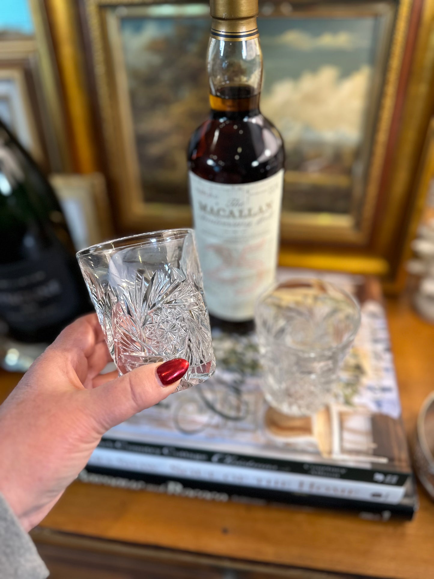 PRISTINE! Gorgeous Heavy Cut Crystal Pair of Double Old Fashioned Whisky Tumblers, 3.75"