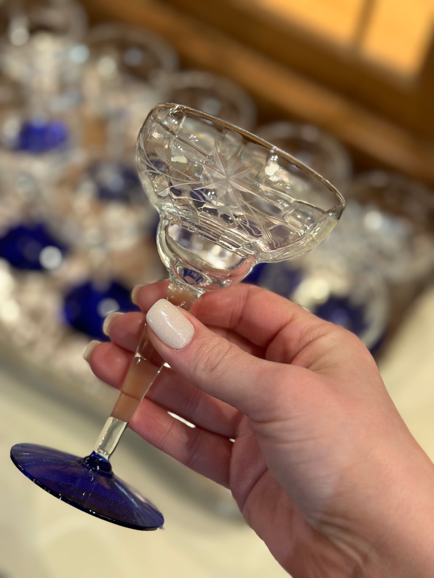 1930’s Weston Louie Set (10) Cobalt Blue Crystal Glasses - Pristine!