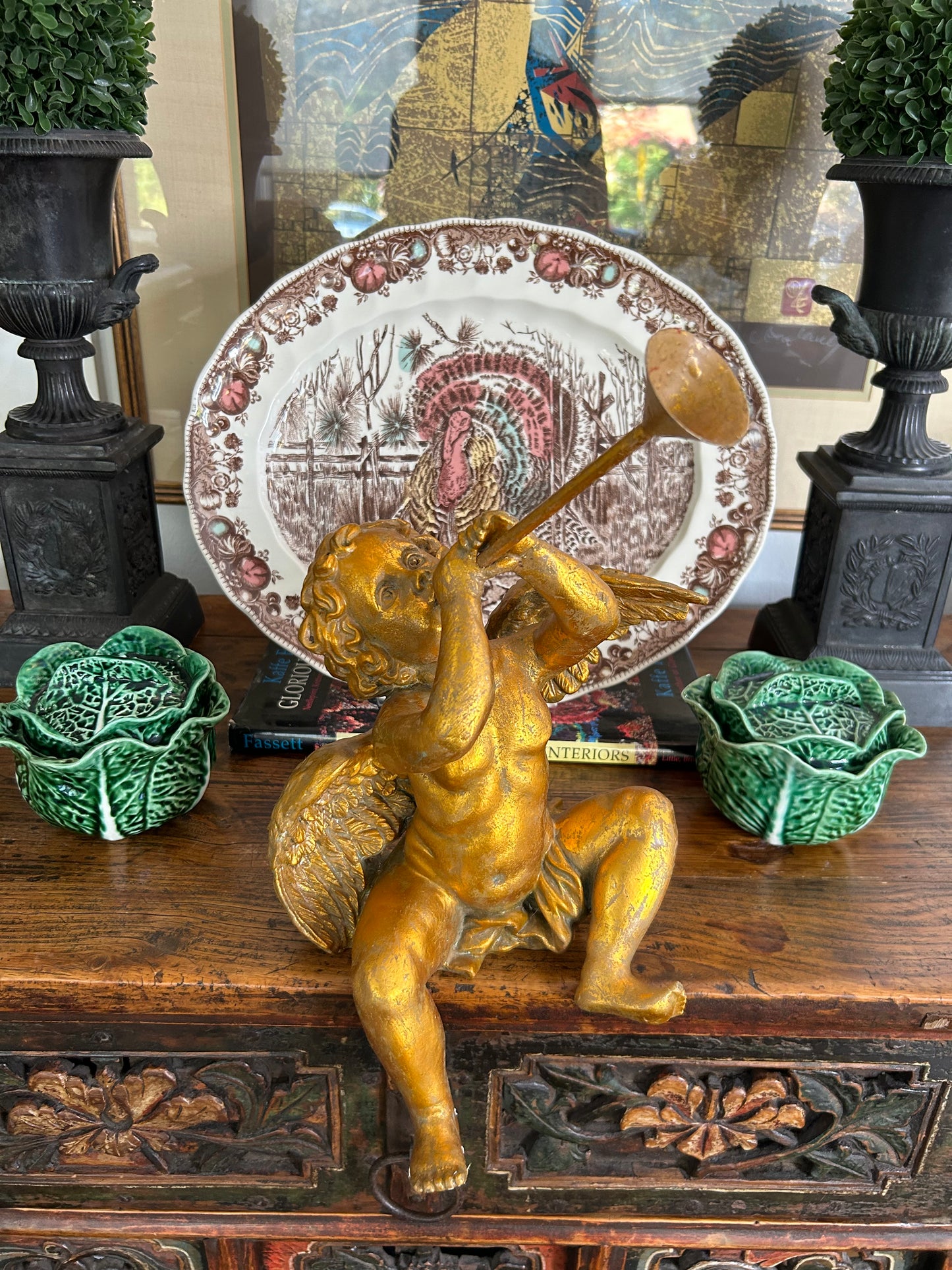 Italian Gold Cherub with Horn