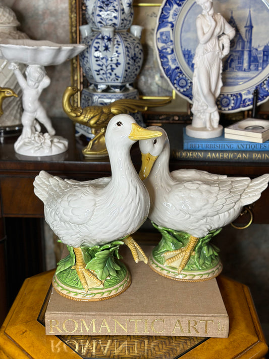 FITZ & FLOYD XLARGE DUCK PAIR, 12" TALL, 11" WIDE