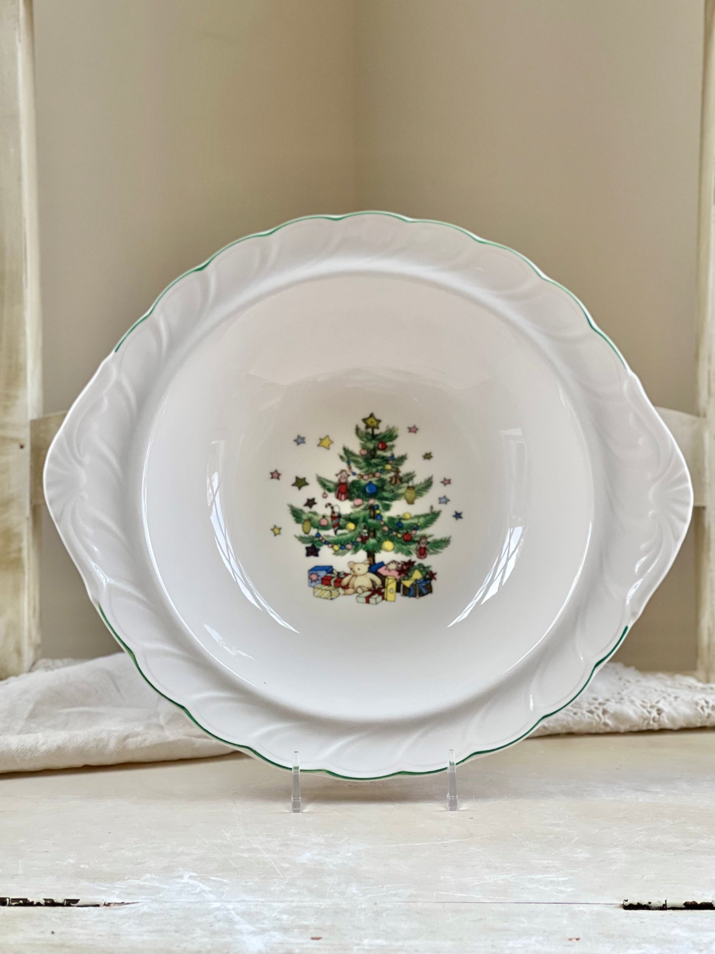 Happy Holidays Vegetable Serving Bowl by Nikko Japan ~ Excellent!