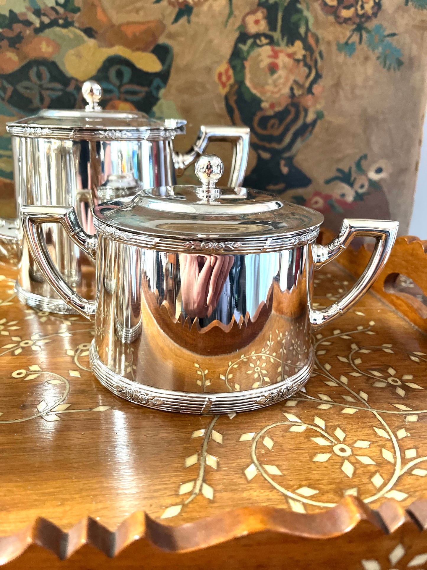 Vintage Silver Plate English Tea And Coffee Set - Coffee Pot - Tea Pot - Creamer - Sugar by Wolff