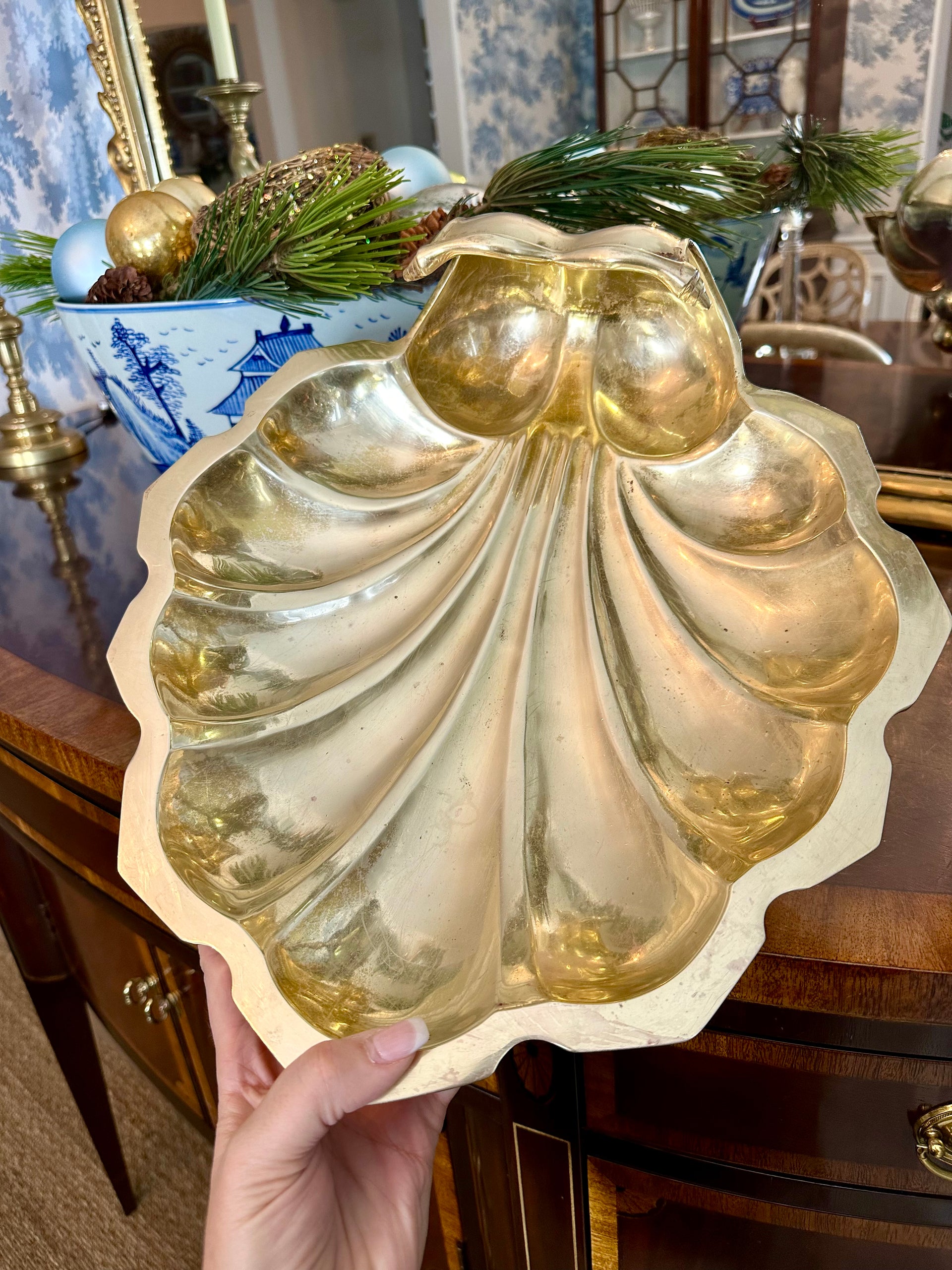 Large Brass Shell Dish