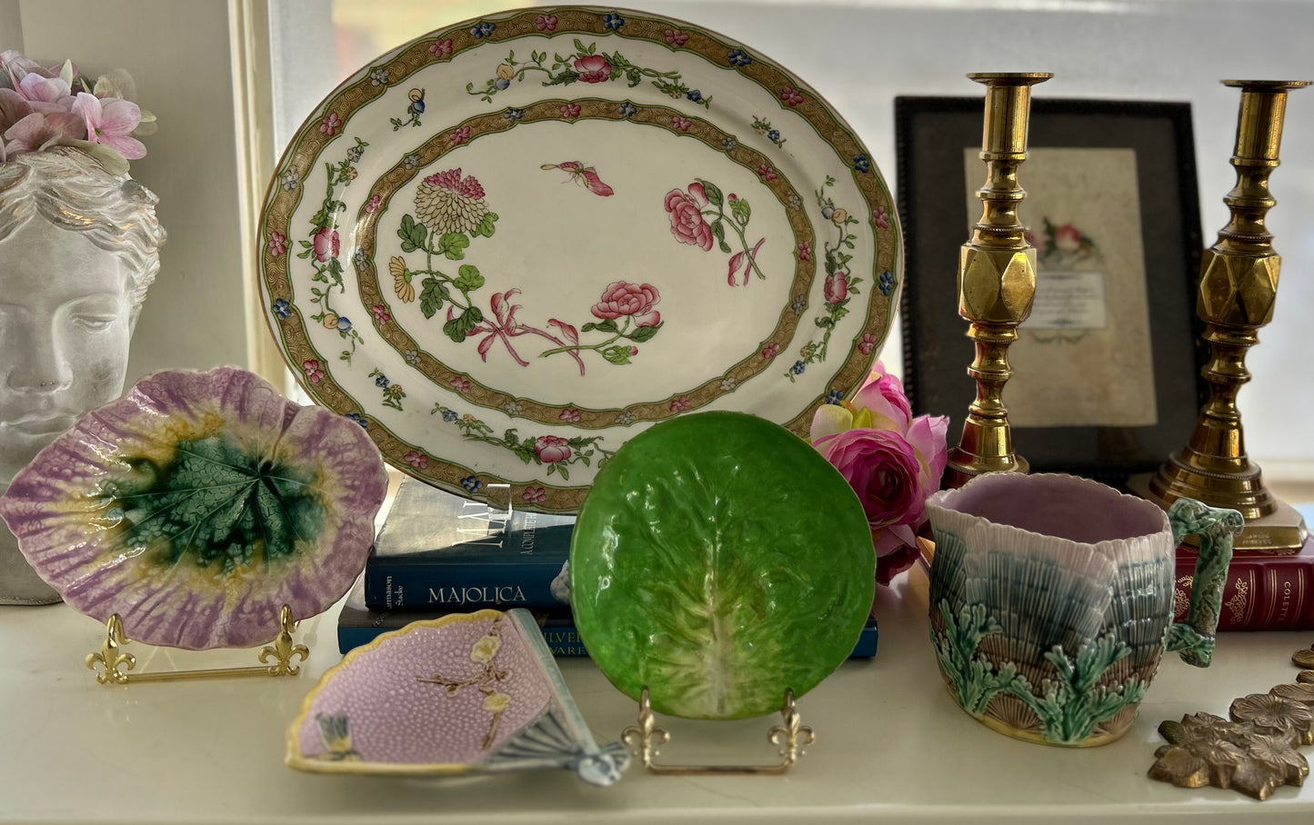 Gorgeous Large Oval Tray 12 by 15” with Lovely Pink Flowers