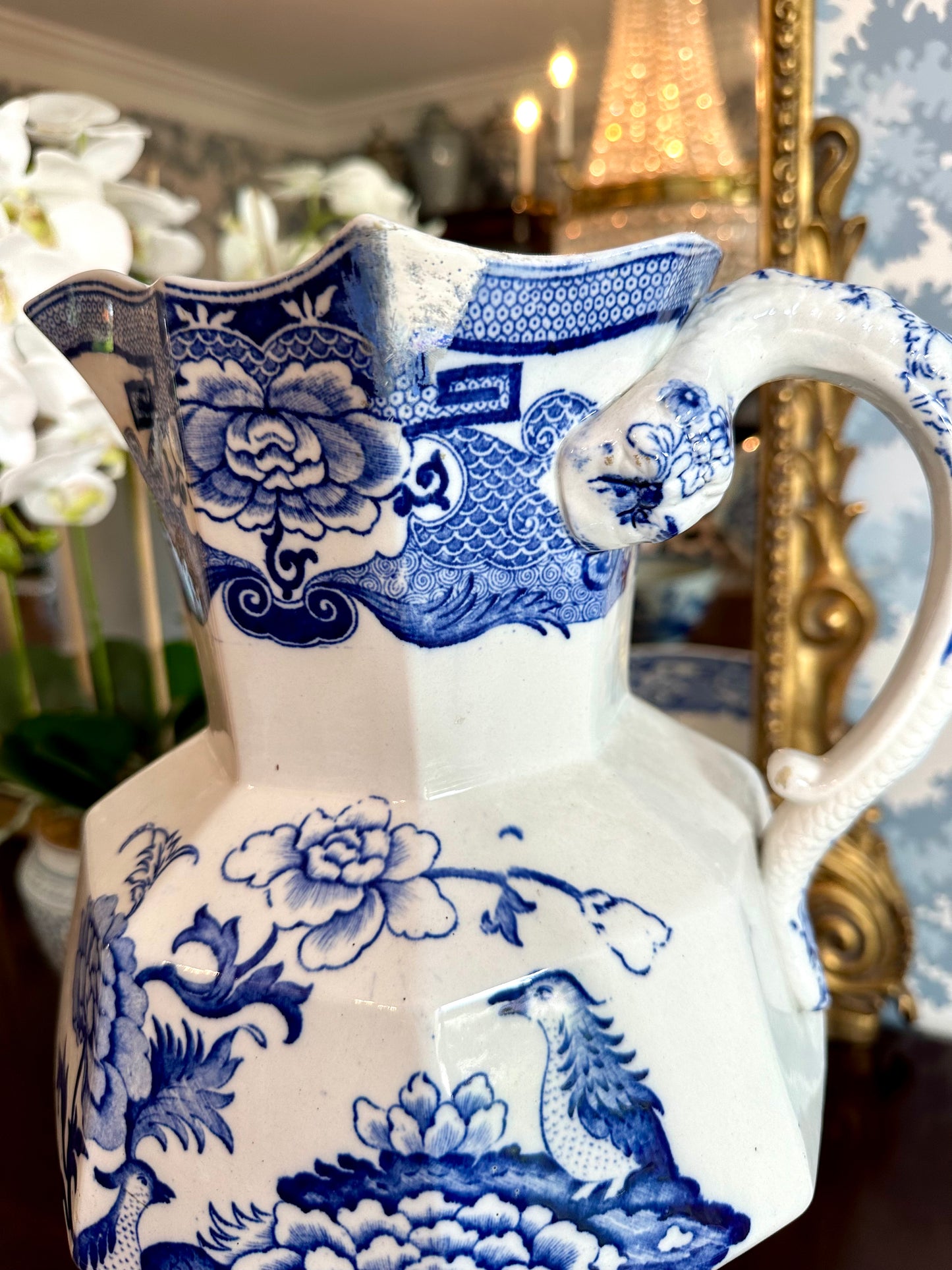 Fabulous Rare to Find 19thc Masons English Transferware Pitcher & Bowl