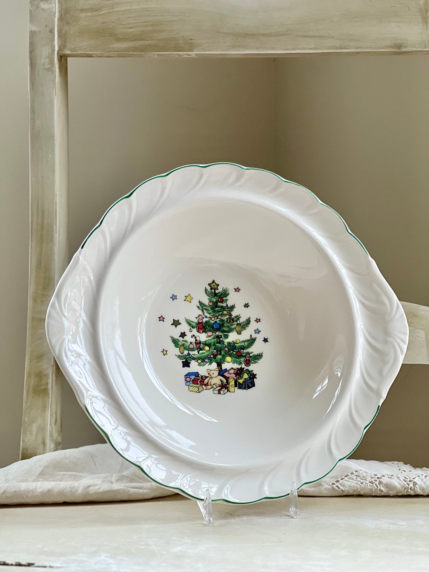 Happy Holidays Vegetable Serving Bowl by Nikko Japan ~ Excellent!