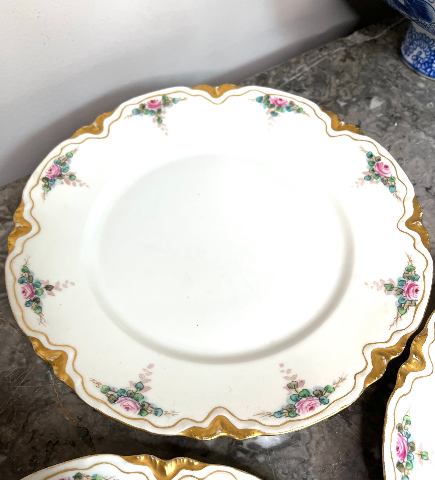 Gorgeous Antique Turn of 20th Century Haviland France 4 Platter Set With 3 Bonus Dinner Plates