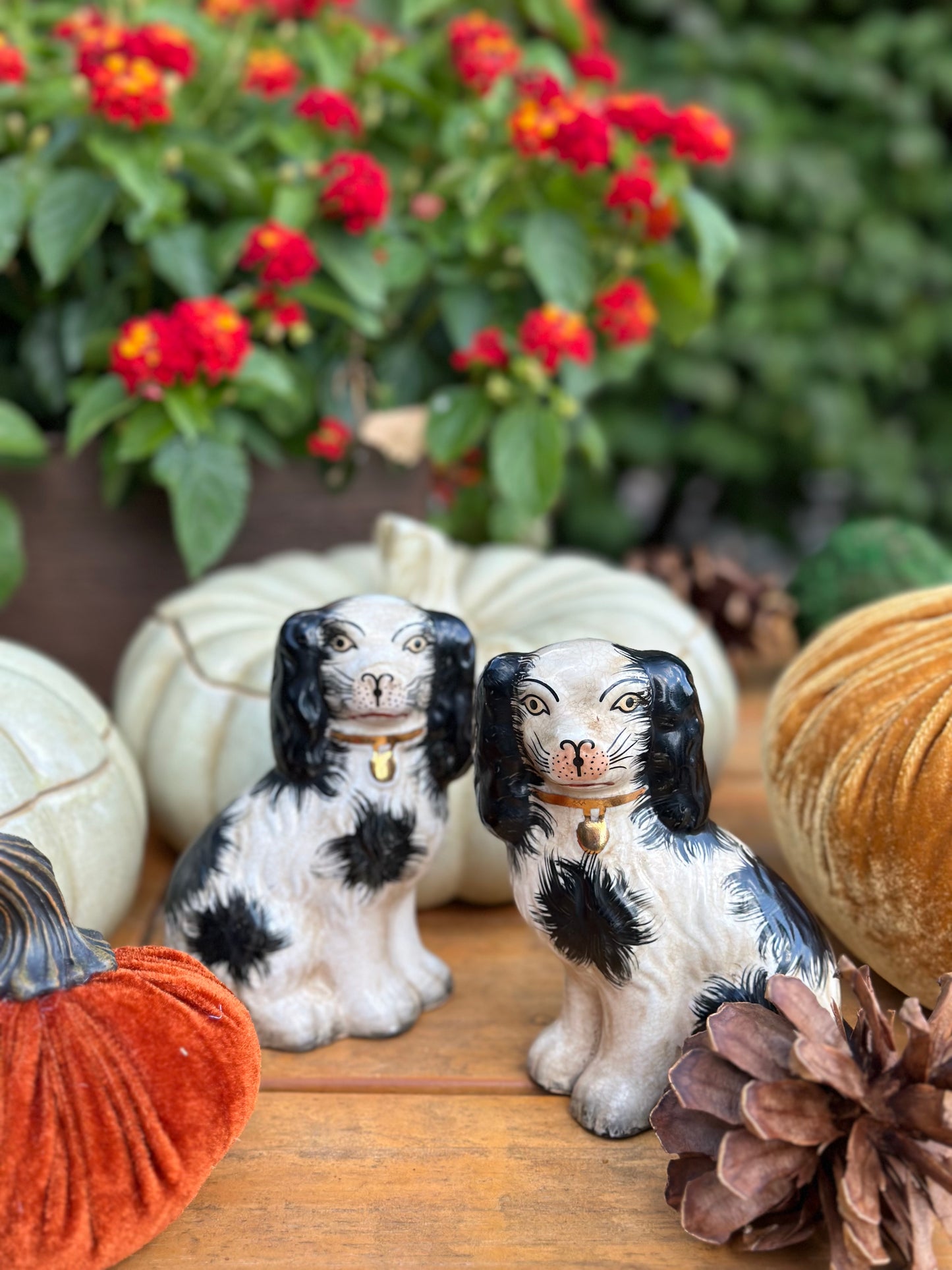 NEW Black/White, 6” Tall Mantle Spaniel Dog Pair