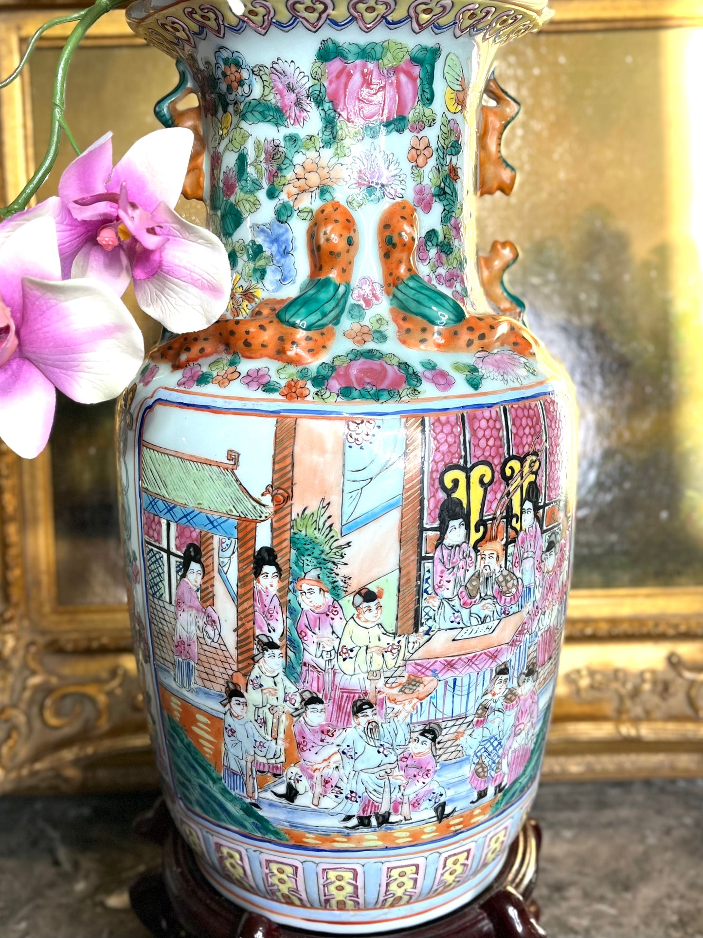 Stunning Large Vintage Rose Famille Vase