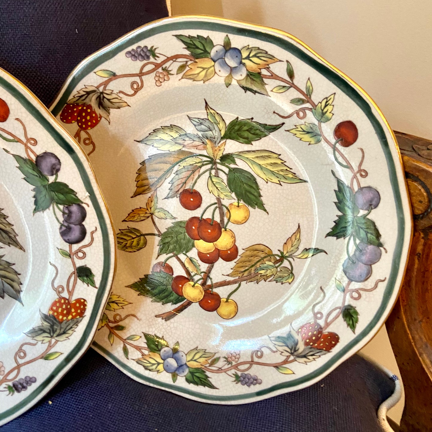 Set of 3 vintage Designer  fruit & floral plates.