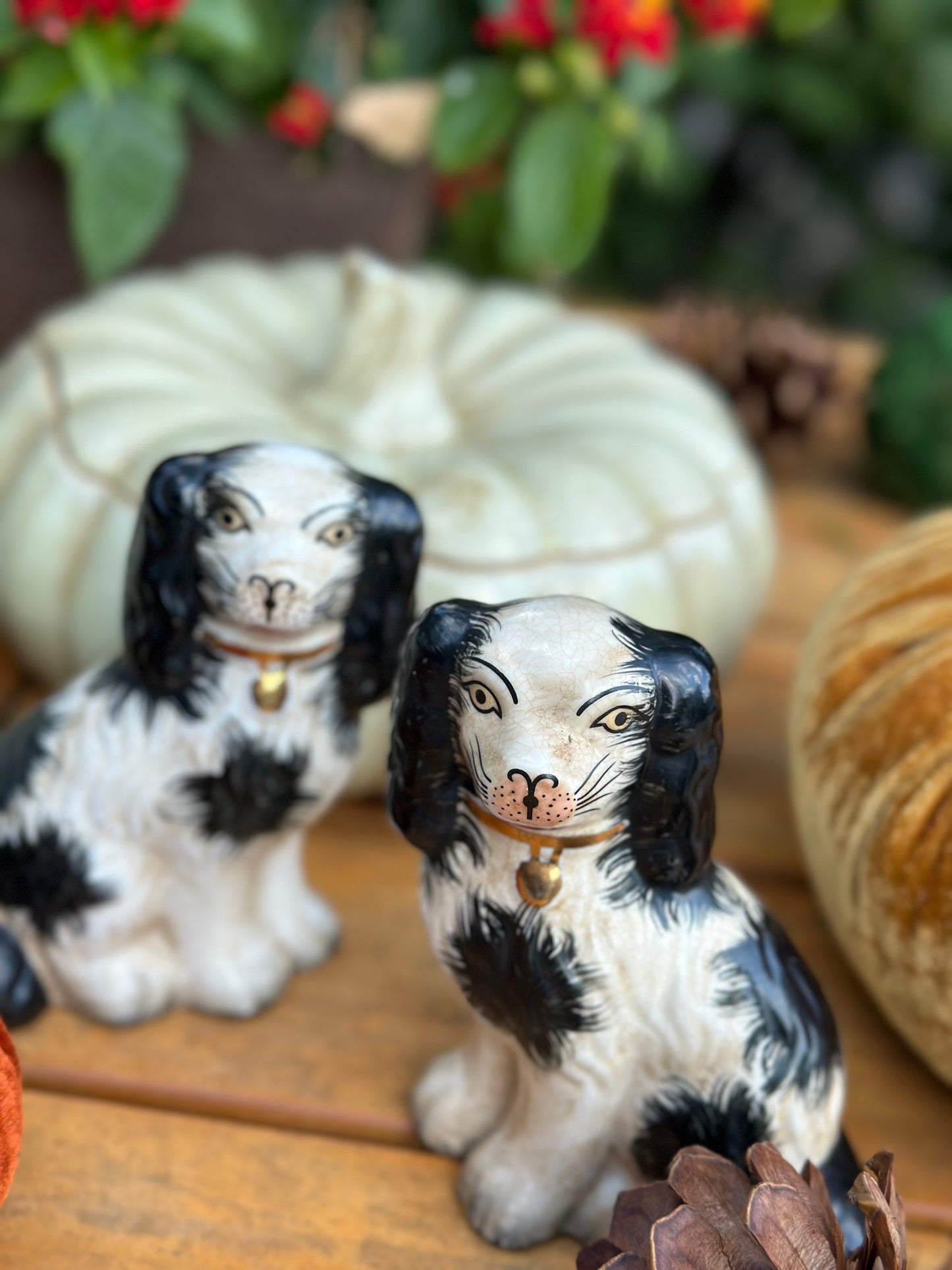 NEW Black/White, 6” Tall Mantle Spaniel Dog Pair