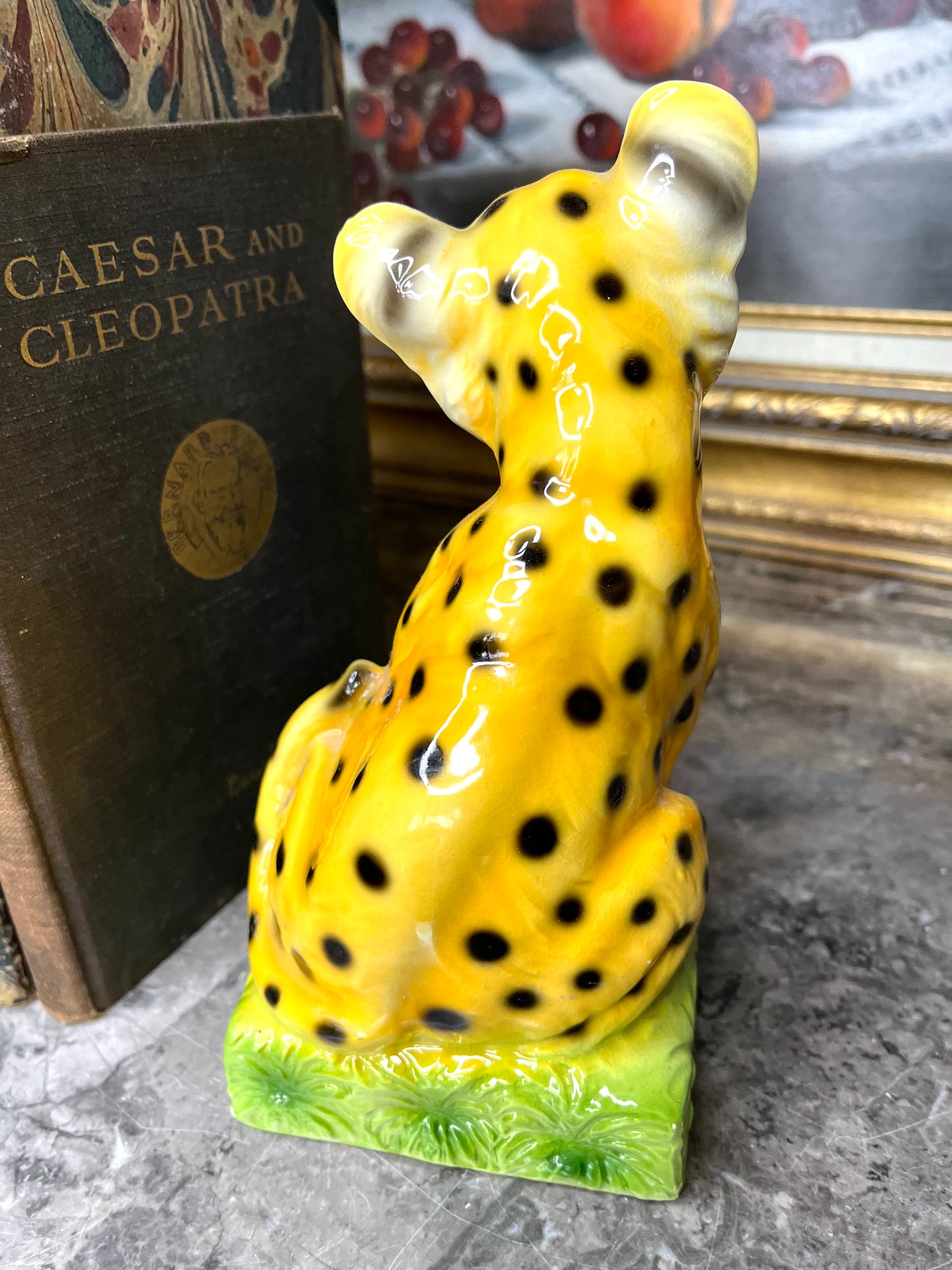 Reserved Maria Adorable Vintage Porcelain Aldon Cheetah/Leopard Cub Bookends - Repair Priced Accordingly