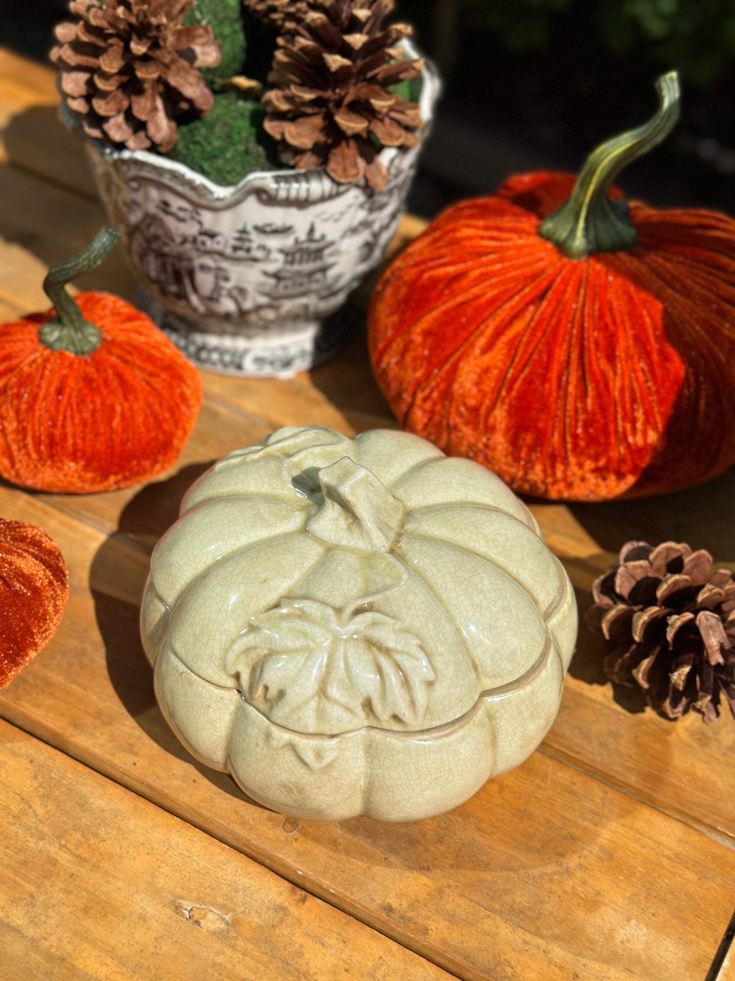 Ceramic Cream Pumpkin Jars (Sold Separately)