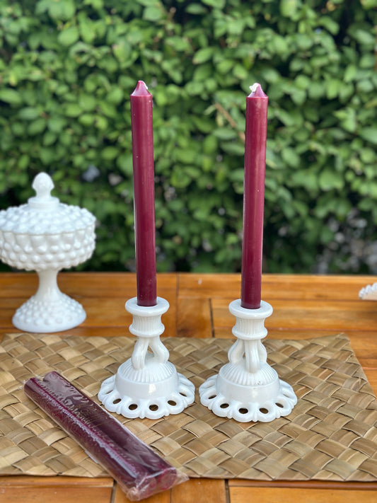 Caspari Straight Taper 10" Candles in Merlot - 2 Candles Per Package