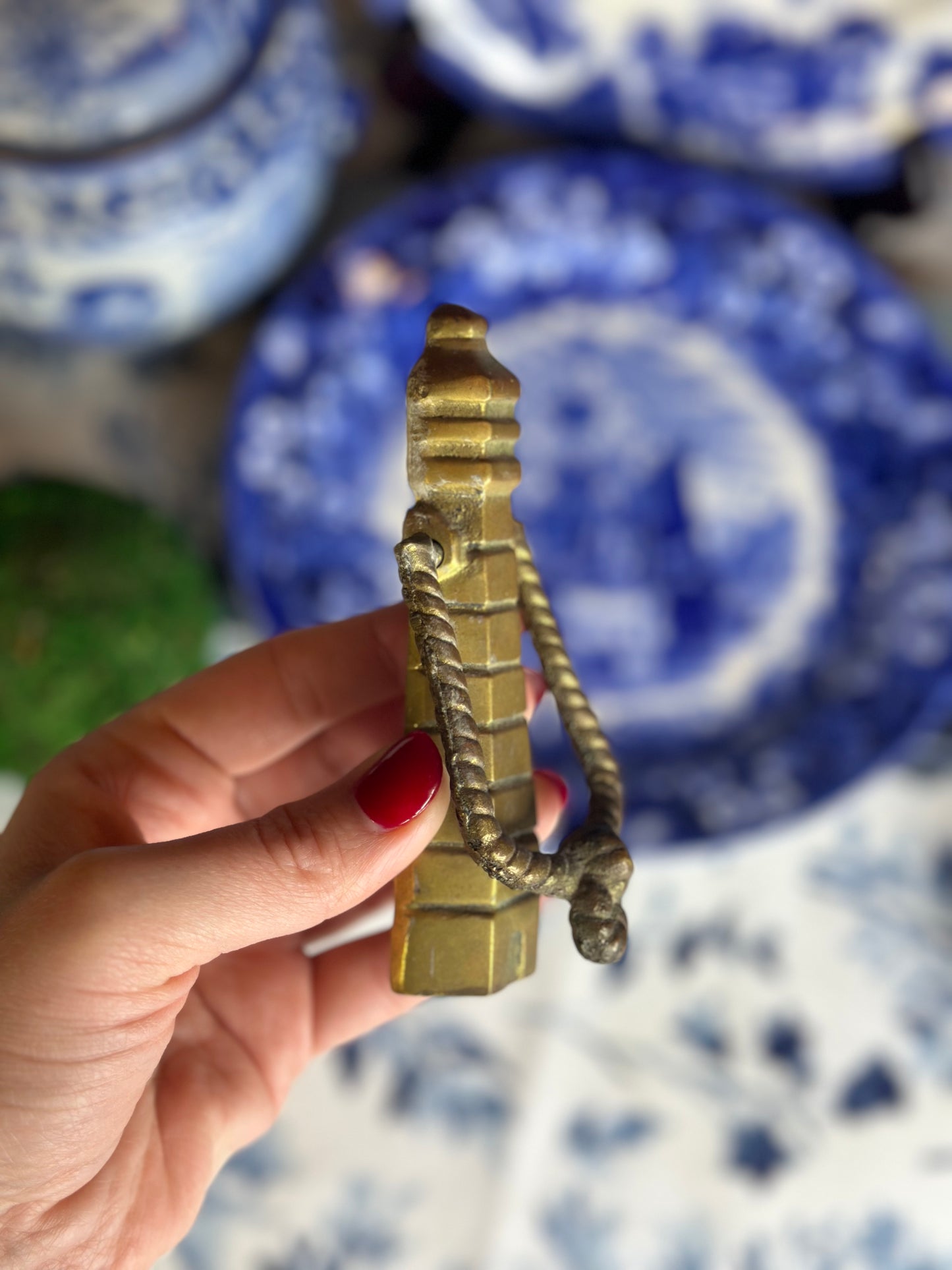 Vintage brass lighthouse door knocker, 5” long