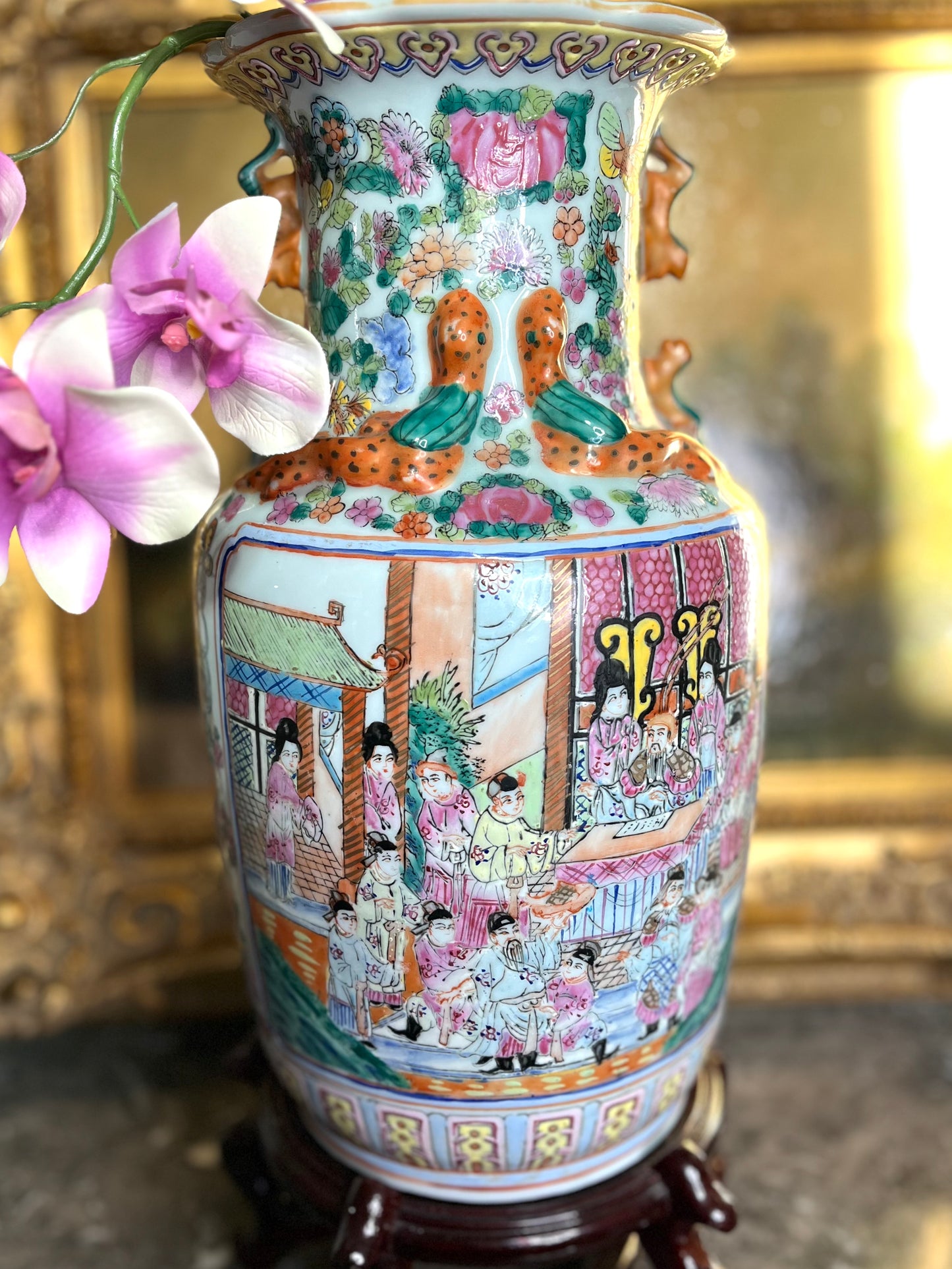 Stunning Large Vintage Rose Famille Vase