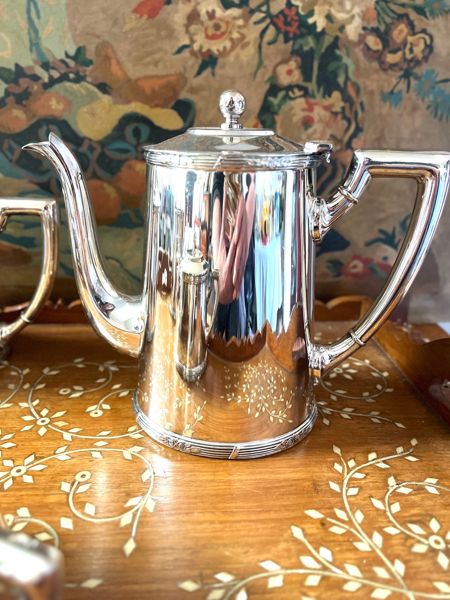 Vintage Silver Plate English Tea And Coffee Set - Coffee Pot - Tea Pot - Creamer - Sugar by Wolff