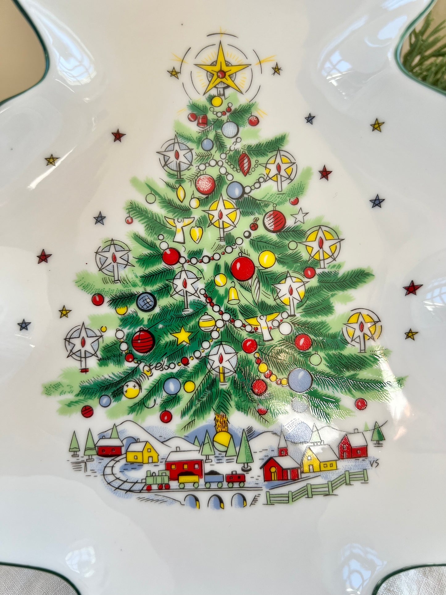 Vintage “Christmas Eve” by Salem China Co, Tree Shaped Porcelain Dish