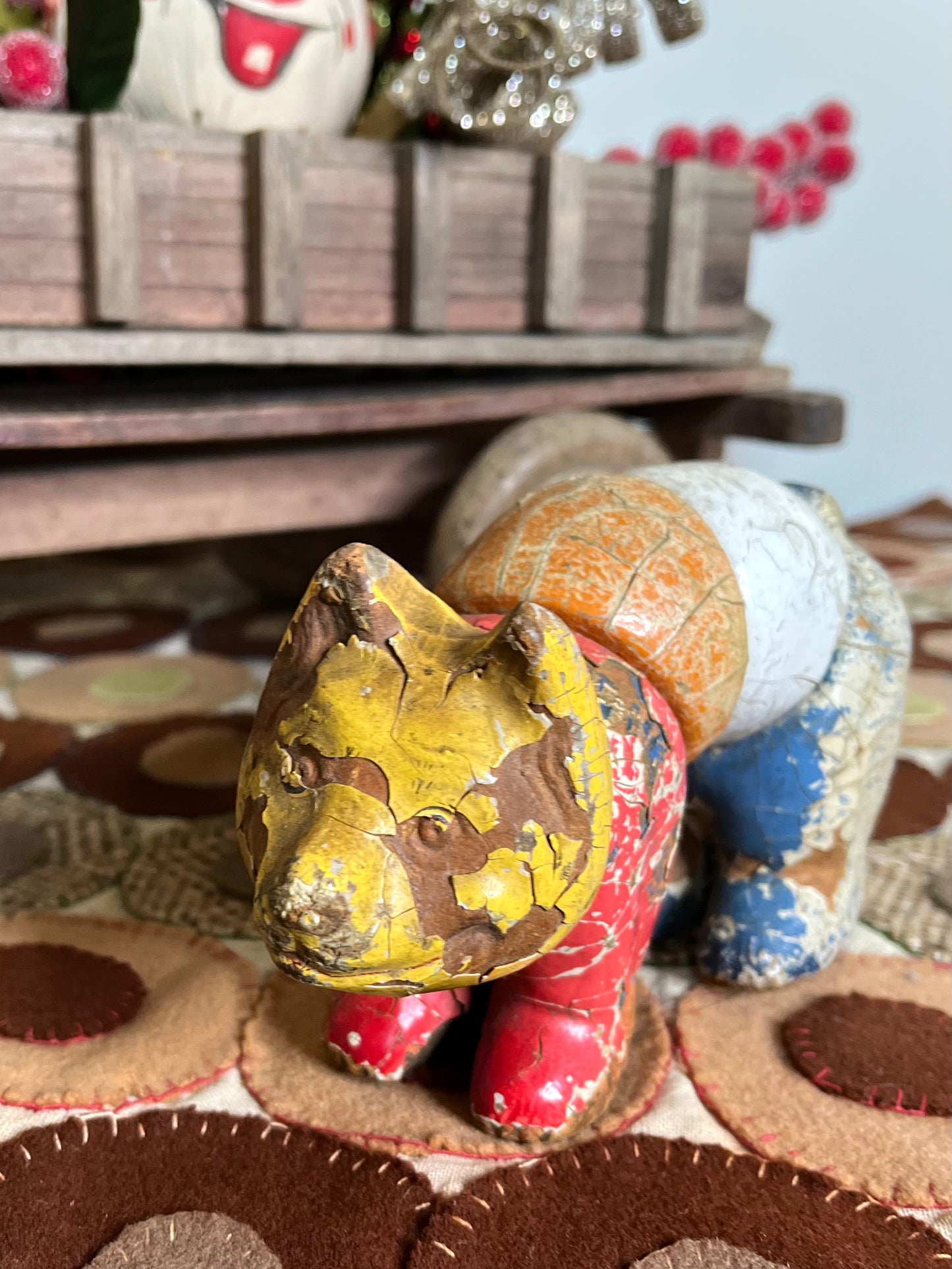 Antique 19th Century Adorable Hand Carved Reticulated Pig