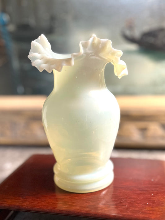 Reserved Julie Live 9/15 - Gorgeous 19th Century Ruffled Opaline French Vase