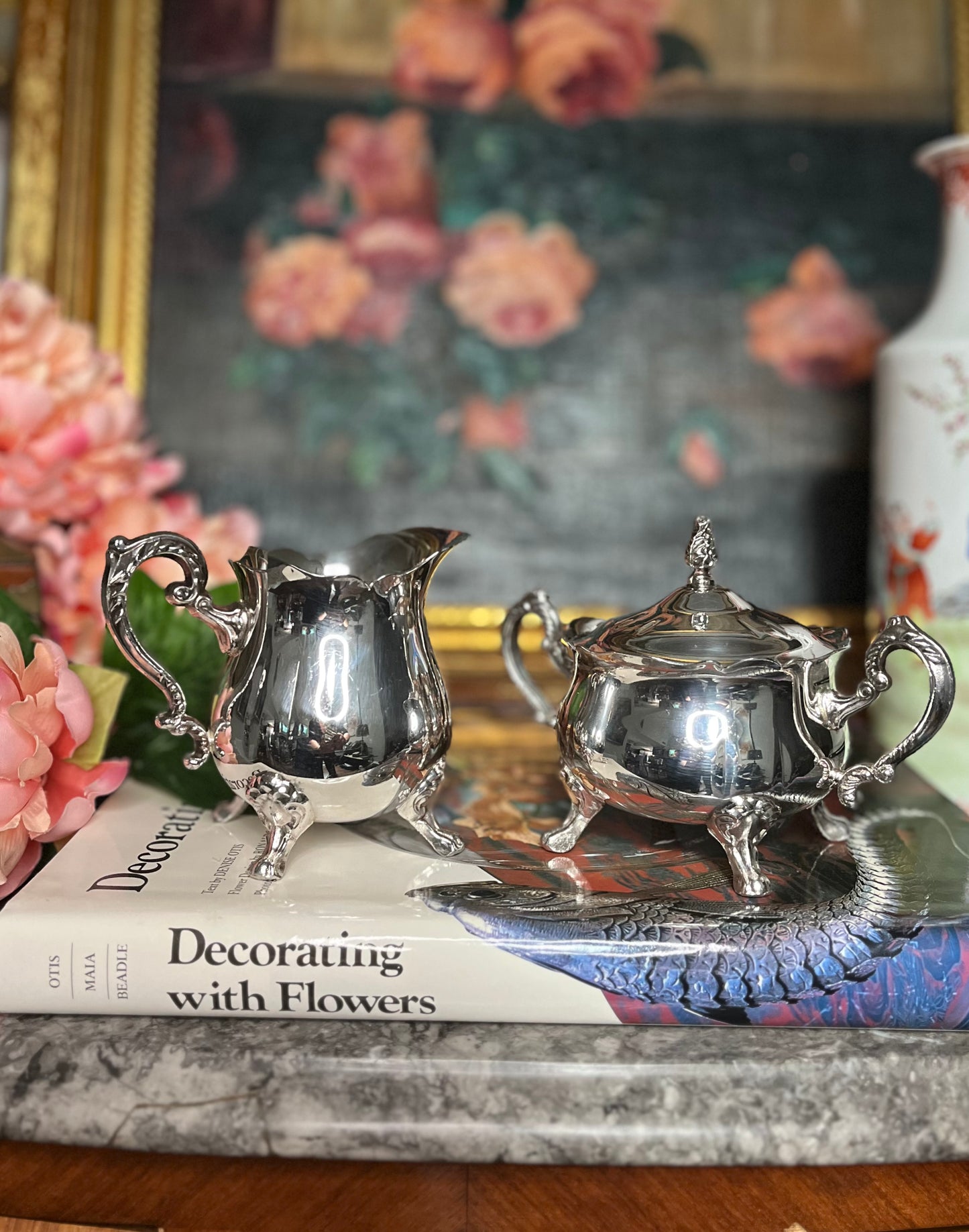 Lovely Vintage Silver Plated Leonard Sugar And Creamer Set