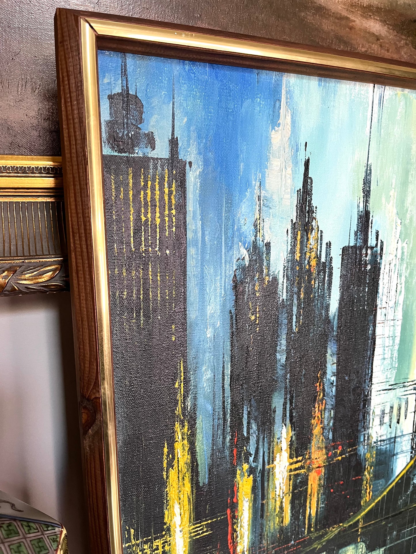 Gorgeous Original Acrylic On Canvas Cityscape - 3rd Quarter 20th Century - Signed Oil Painting