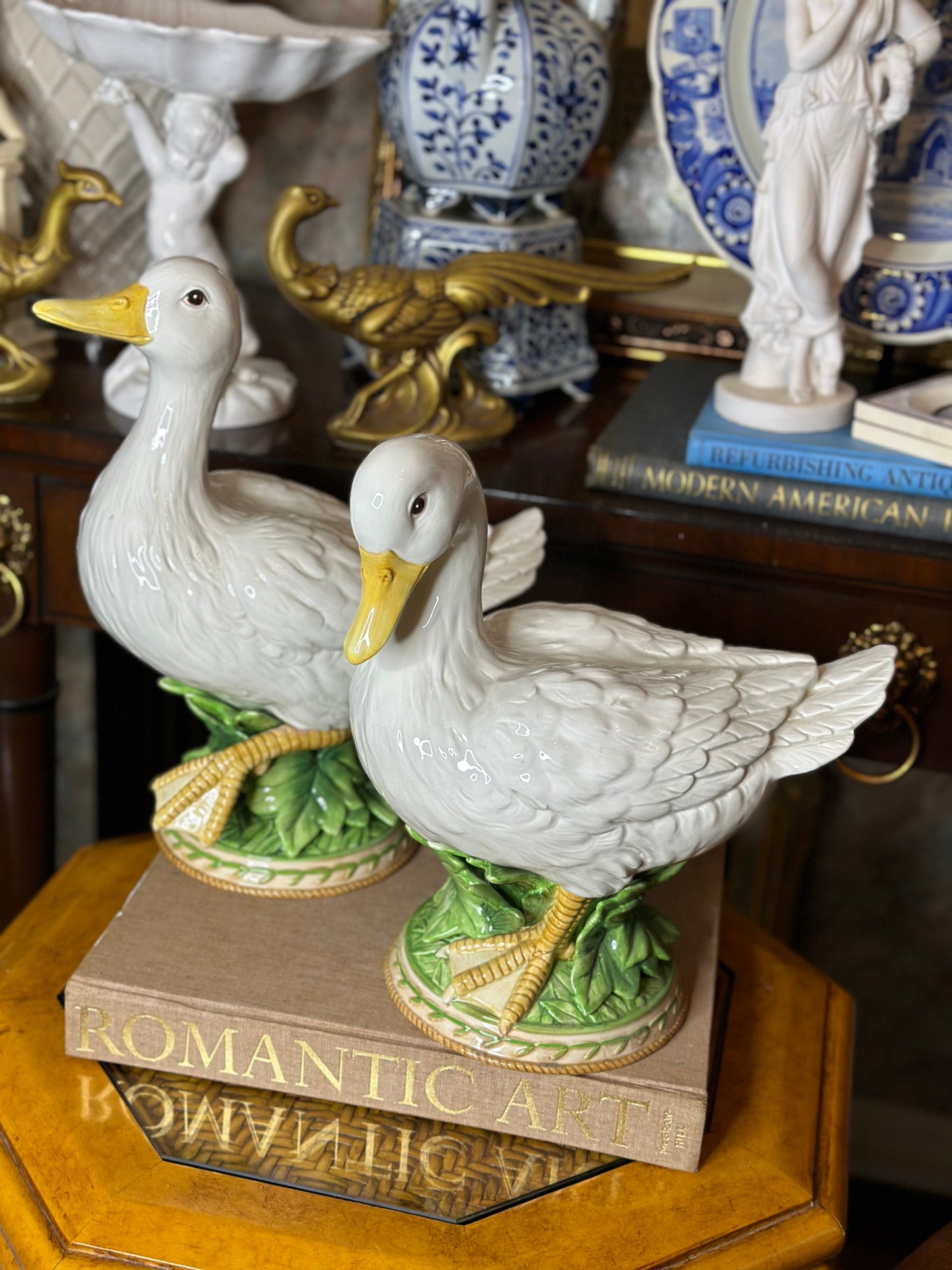 FITZ & FLOYD XLARGE DUCK PAIR, 12" TALL, 11" WIDE