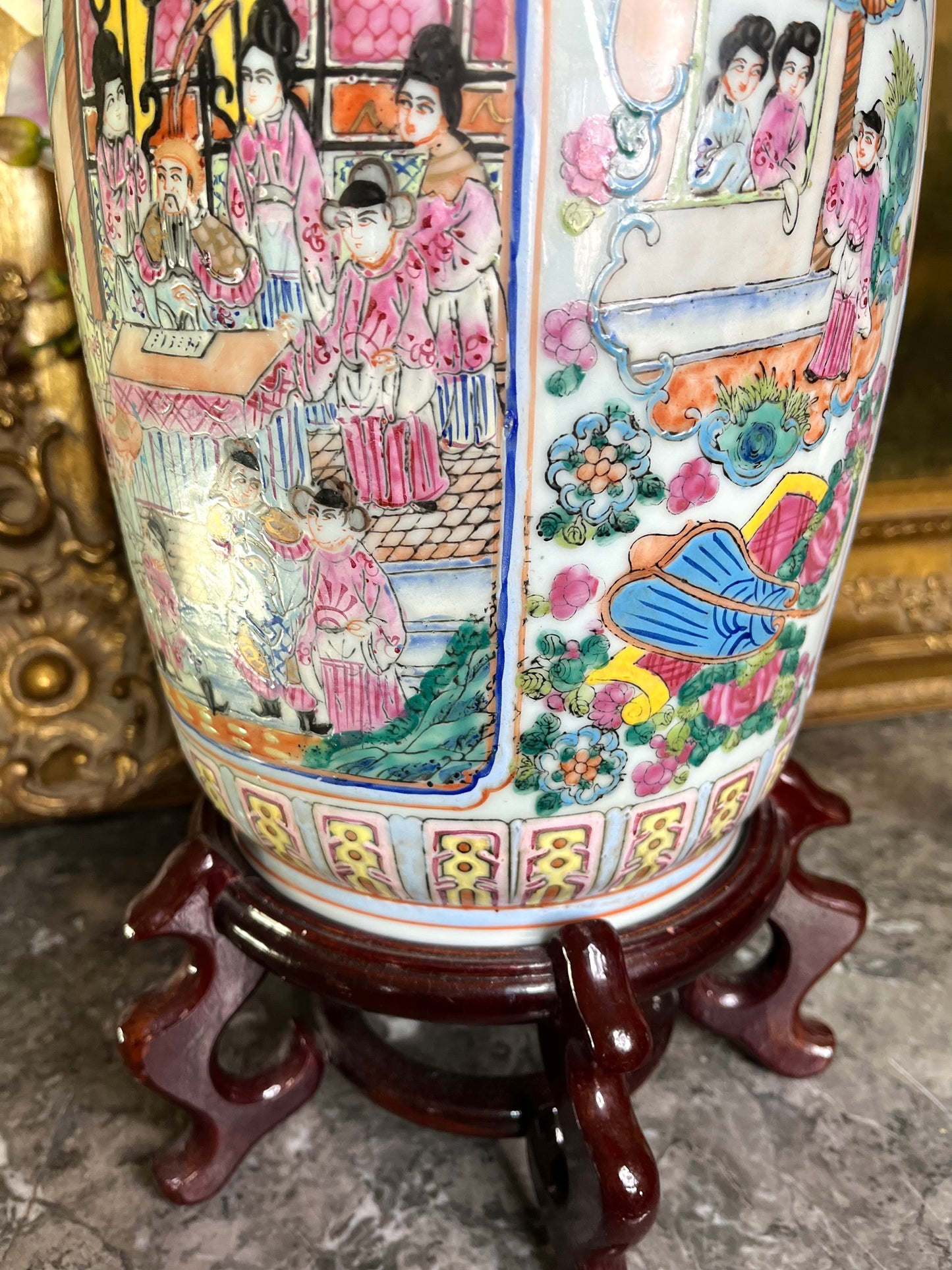 Stunning Large Vintage Rose Famille Vase