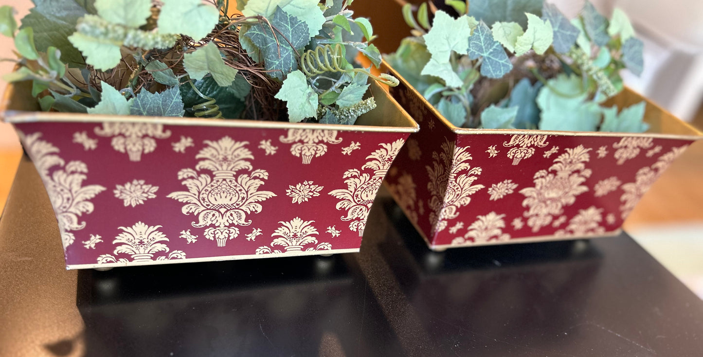 Lovely Pair of Red Tole Planters