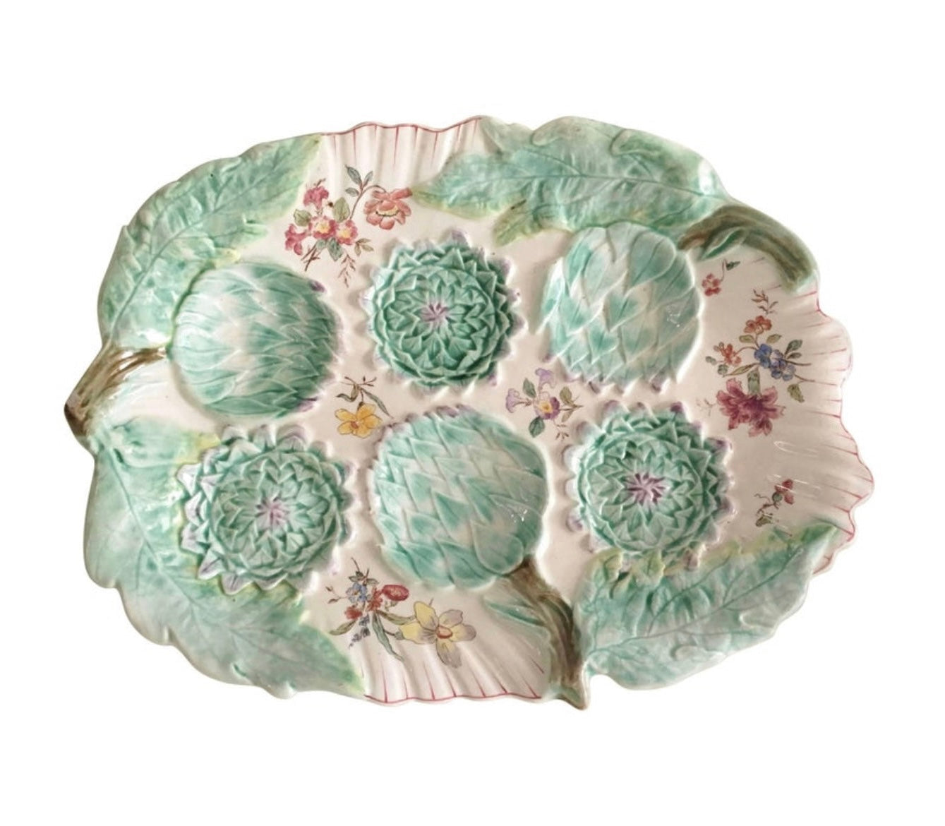 Very Rare Longchamp French Majolica Artichoke Plate