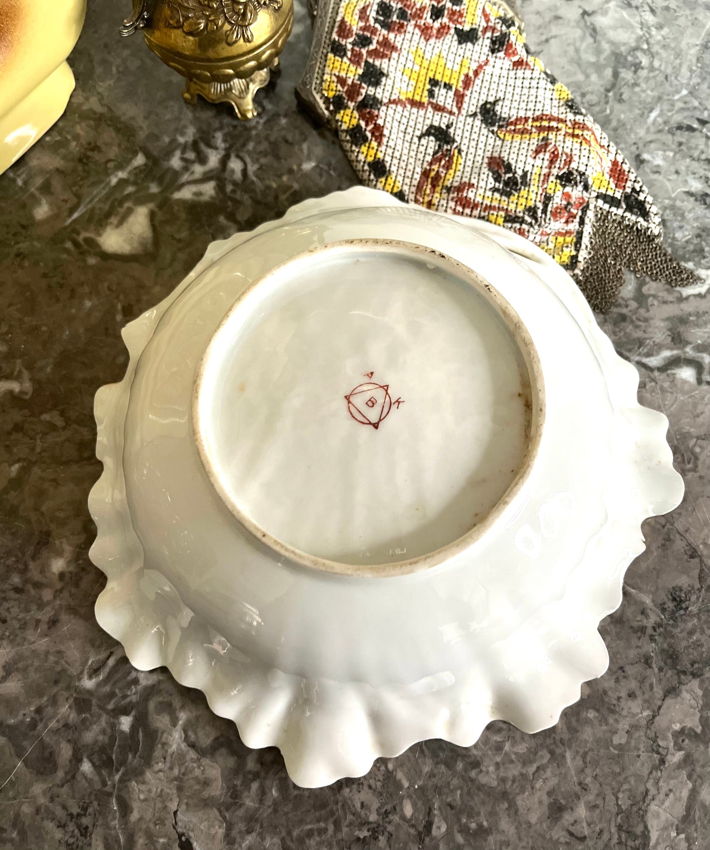 Beautiful Early 20th Century Bisque Small Floral Bowl/Trinket Dish