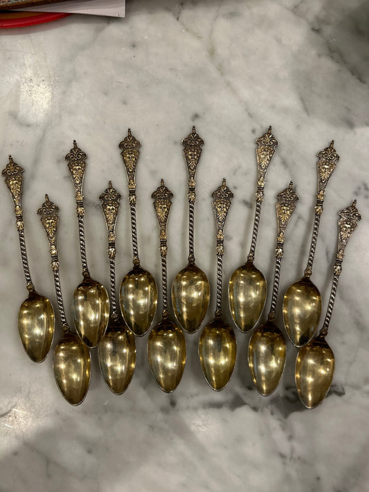 Gorgeous set of European Sterling Silver Spoons Bacchus Face