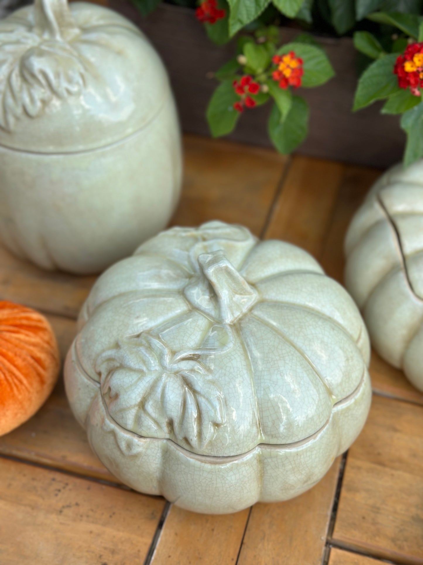 Ceramic Cream Pumpkin Jars (Sold Separately)