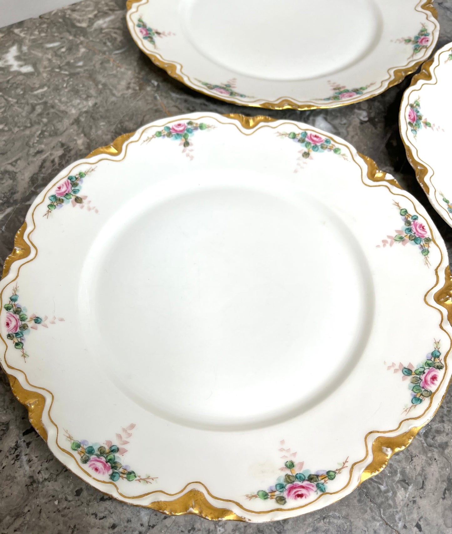 Gorgeous Antique Turn of 20th Century Haviland France 4 Platter Set With 3 Bonus Dinner Plates