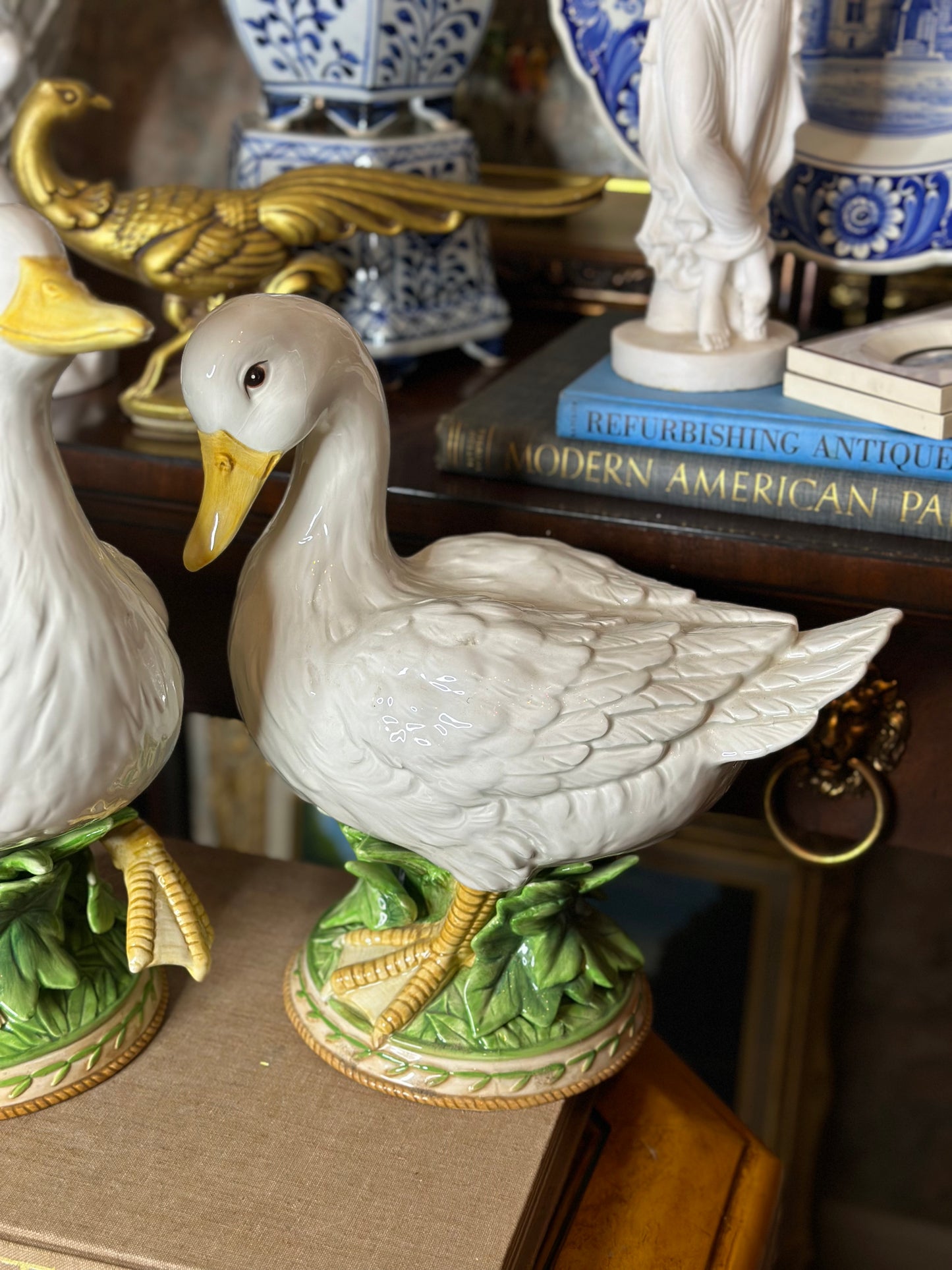 FITZ & FLOYD XLARGE DUCK PAIR, 12" TALL, 11" WIDE