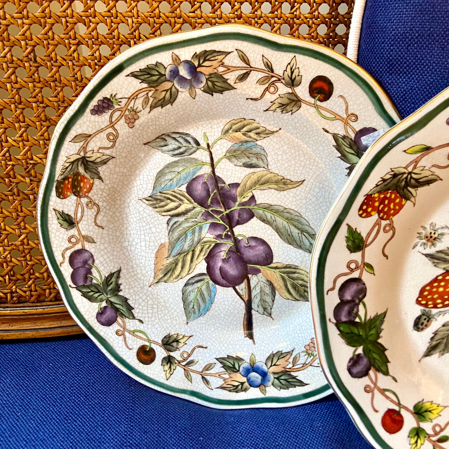 Set of 3 vintage Designer  fruit & floral plates.