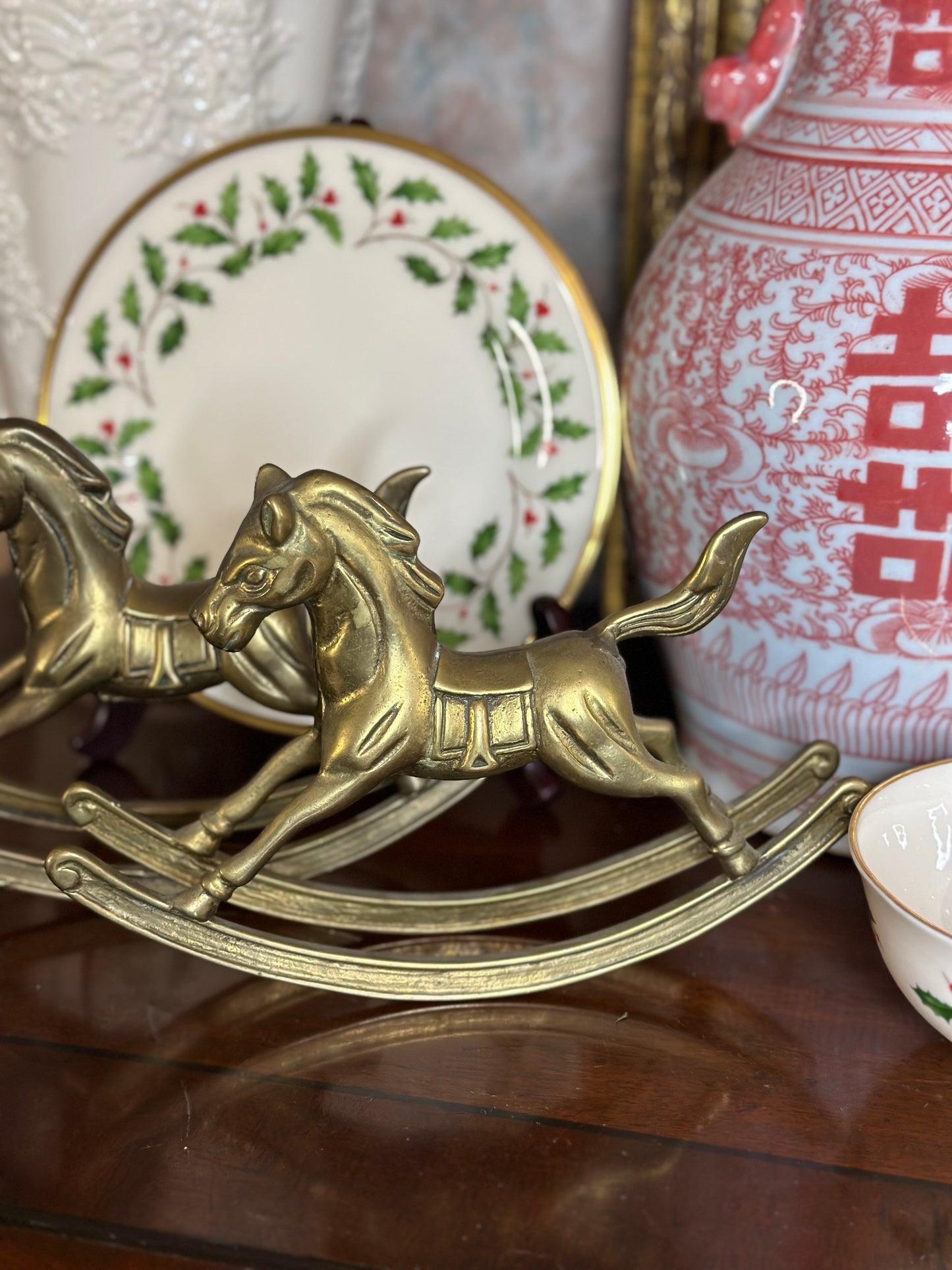 Vintage Brass 6" Long Rocking Horse Figures