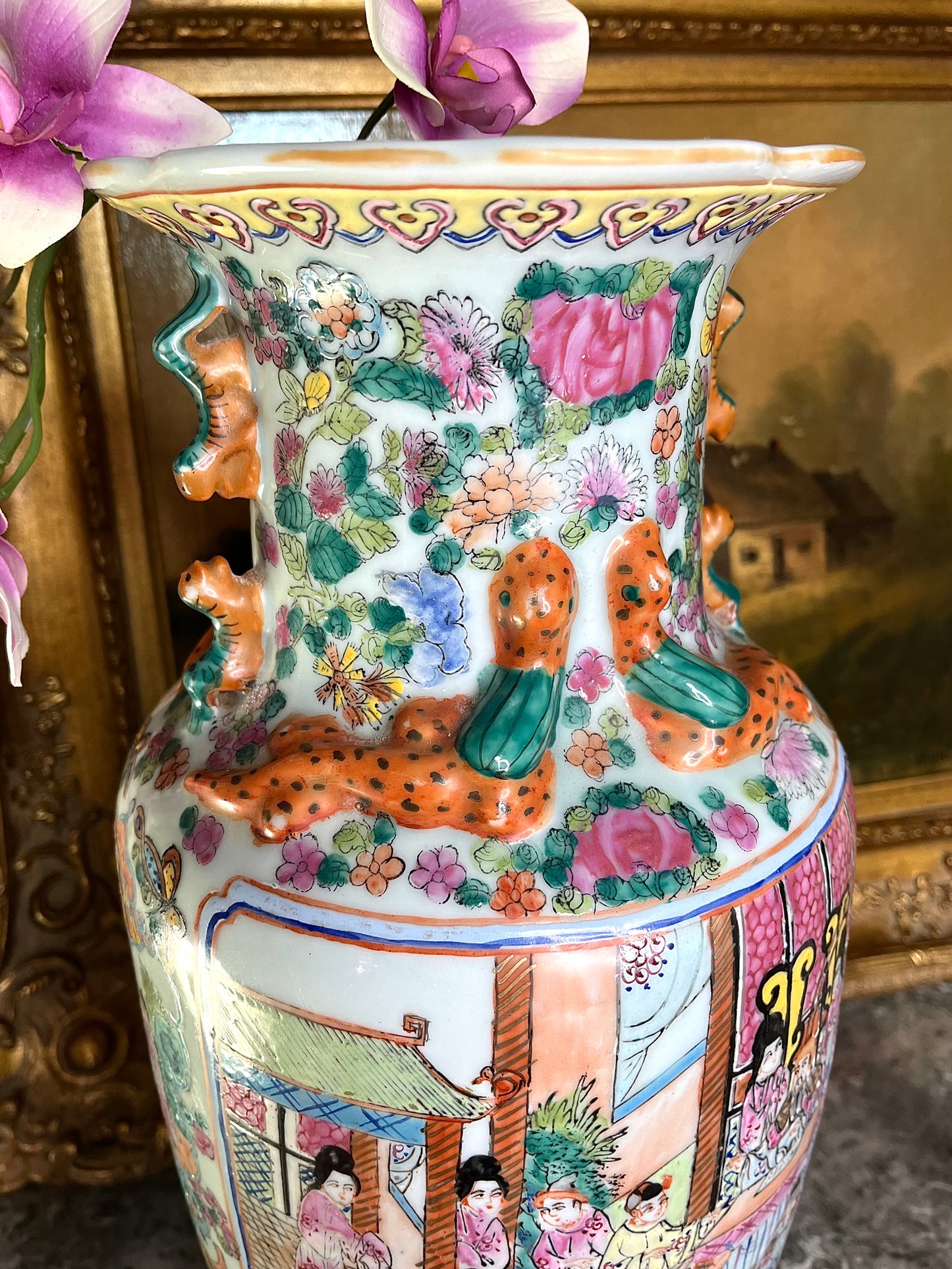 Stunning Large Vintage Rose Famille Vase