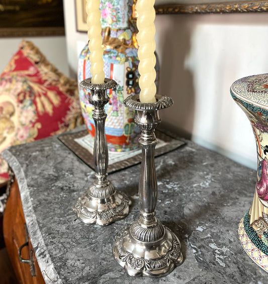 Lovely Godinger For Neiman Marcus Silver Plated Candlesticks