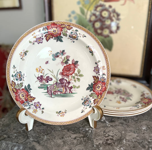 Reserved Melinda Live 8/5 - Stunning Set of Antique Wedgewood Plates Eastern Flowers Pattern - 4